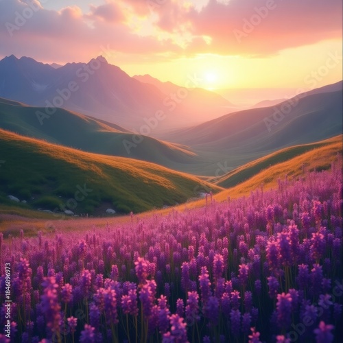 Wallpaper Mural Sunset over lavender fields Torontodigital.ca