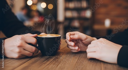 Couple sharing a warm cup of coffee together