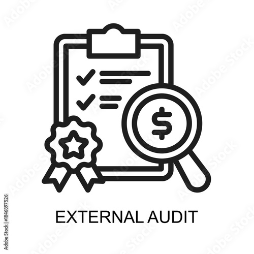 External Audit icon line vector illustration