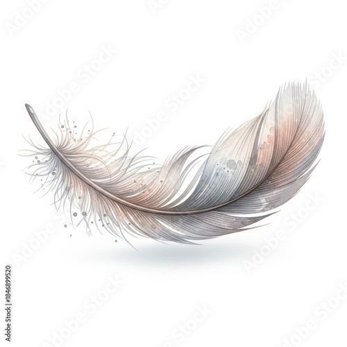 Delicate downy plume floats gracefully with subtle pastel coloration