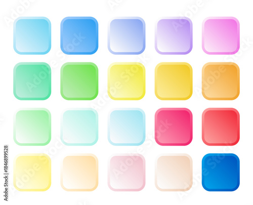 立体感のある角丸四角のボタンセット
A set of three-dimensional rounded square buttons