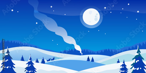 Winter night sky with comet