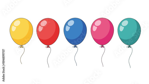 Vibrant Party Balloons in a Row: A Cheerful Vector Illustration for Celebrations