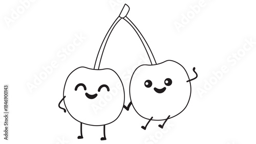Two happy cherries dancing together