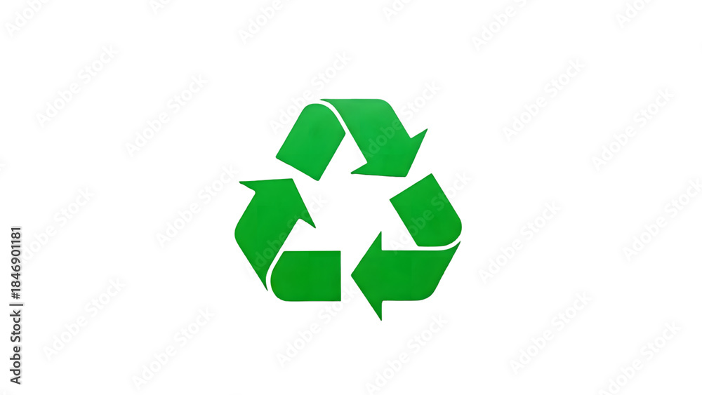 Obraz premium Glowing green recycling symbol isolated on transparent background