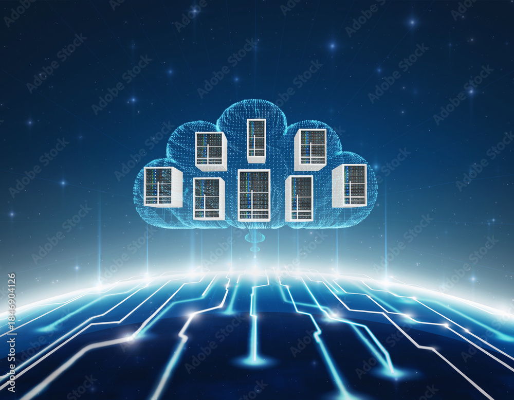 Naklejka premium Cloud Computing Infrastructure Technology Background