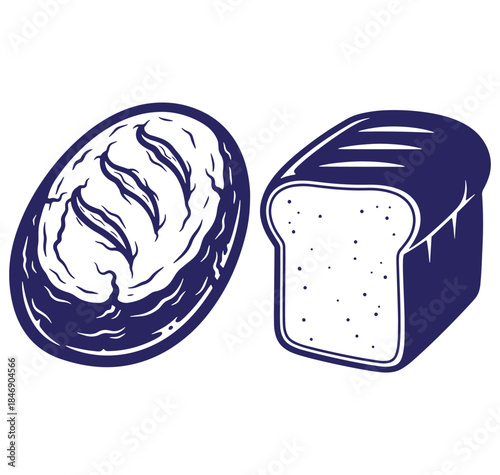 Artistic vector illustration of bread loafs isolated on a white background for food themes