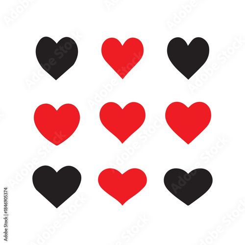 heart icons,love heart. Heart in red and black colour. 
