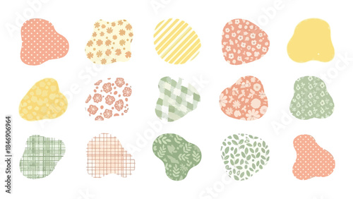 Abstract pastel blobs with various patterns, a versatile vector illustration set