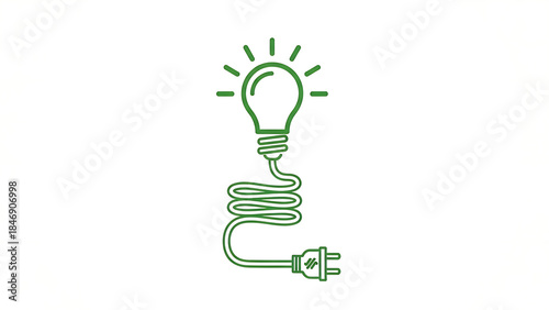 Green lightbulb plug symbolizing eco friendly innovation ideas