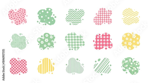 Colorful Blob Shape Set with Various Patterns for Design and Decoration Elements