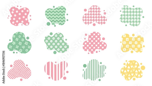 Abstract Blob Shapes Set with Diverse Patterns and Colorful Designs