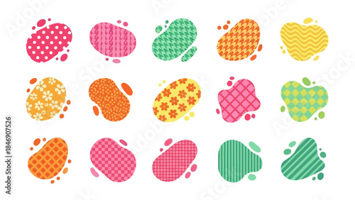 Colorful vector blob collection with diverse patterns for graphic design projects