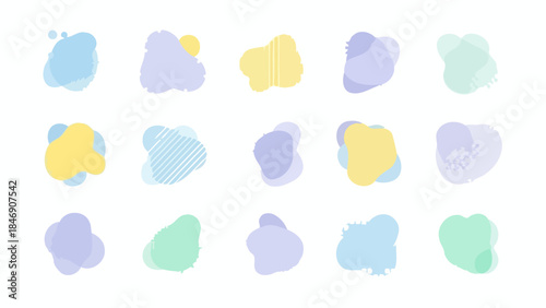 Abstract pastel shapes illustration, modern design elements, trendy graphic resources