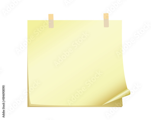 Blank Yellow Sticky Note Paper with Adhesive Tape