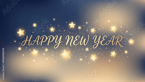 Merry Christmas and Happy New Year greeting card illustration with winter snow celebration text and star design