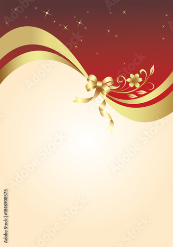 Elegant Red and Gold Floral Ribbon Background