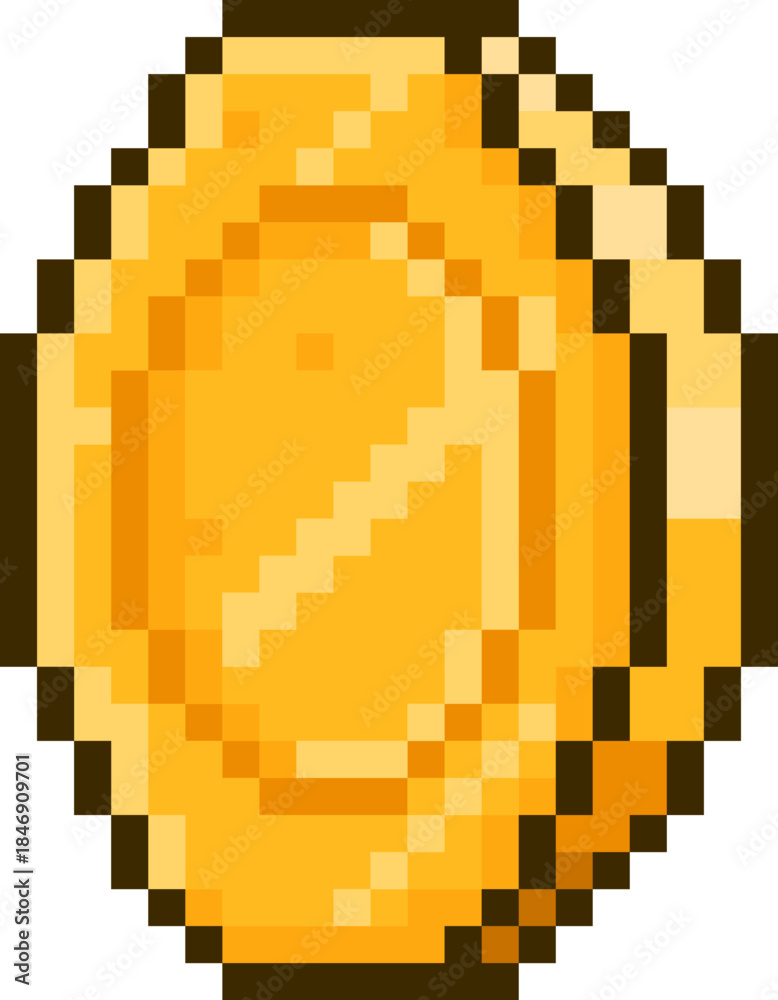 Obraz premium Golden pixel coin representing retro video game currency