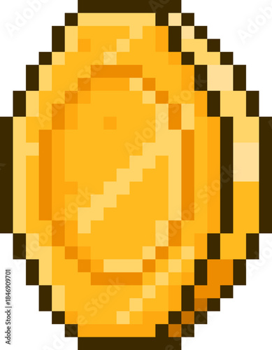 Golden pixel coin representing retro video game currency