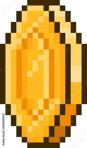 Pixel art gold coin representing digital currency and wealth