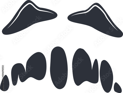 Abstract dark monster face drawing black silhouette