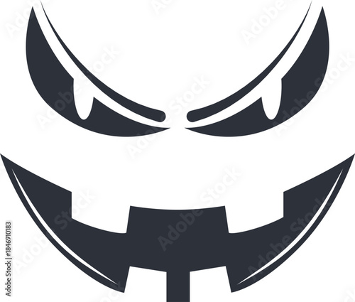 Halloween evil scary face vector illustration creating fear