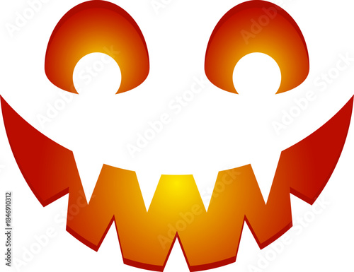 Glowing Halloween pumpkin face with spooky smile