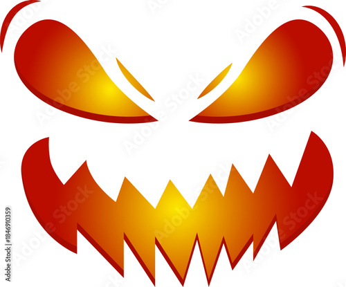 Pumpkin face glowing scary Halloween design