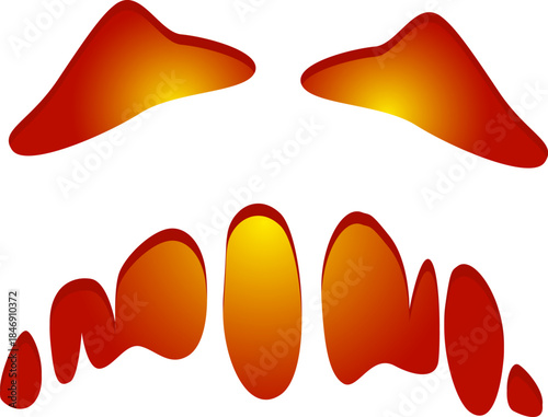 Abstract fire elements creating a conceptual angry face