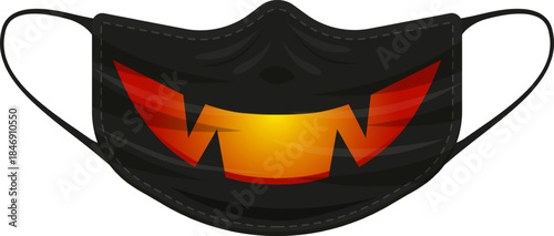 Black face mask featuring scary Halloween pumpkin design