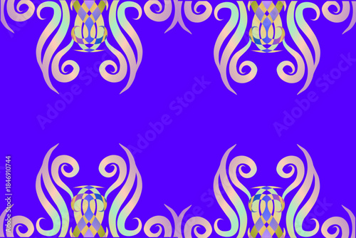 Luxurious batik flower line art pattern of indonesian culture traditional