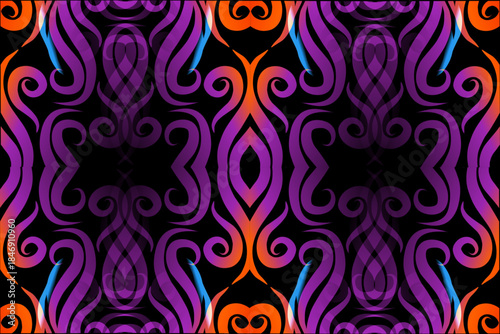 Luxurious batik flower line art pattern of indonesian culture traditional