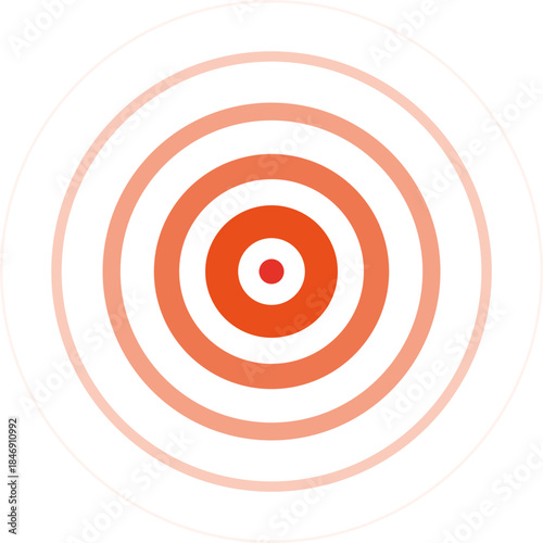 Red central dot radiating concentric pain circles