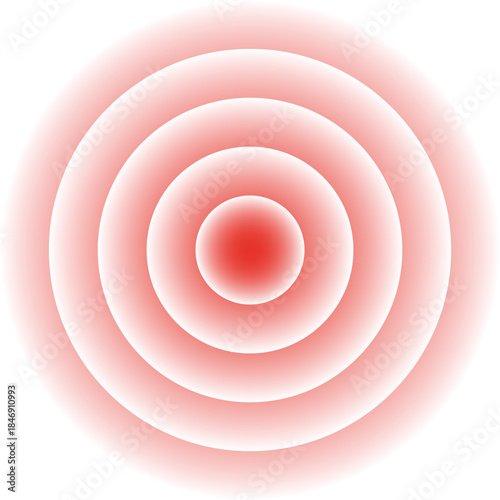 Concentric red circles propagating pain sensation concept