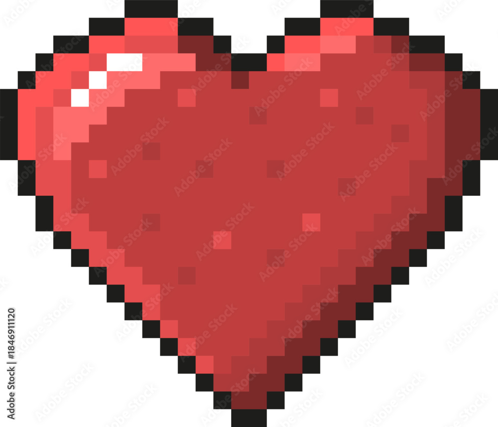 Obraz premium Red pixel art heart representing love, health, life