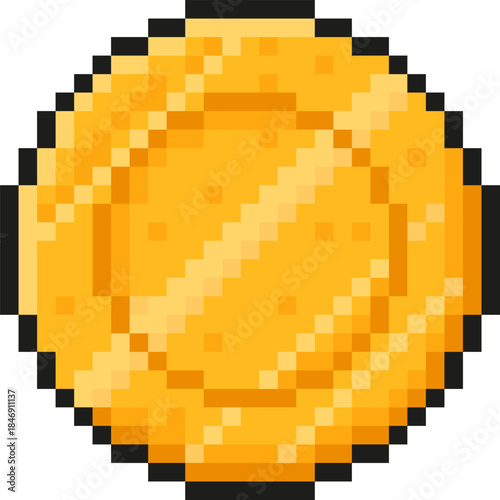 Golden pixel coin representing digital wealth and retro gaming