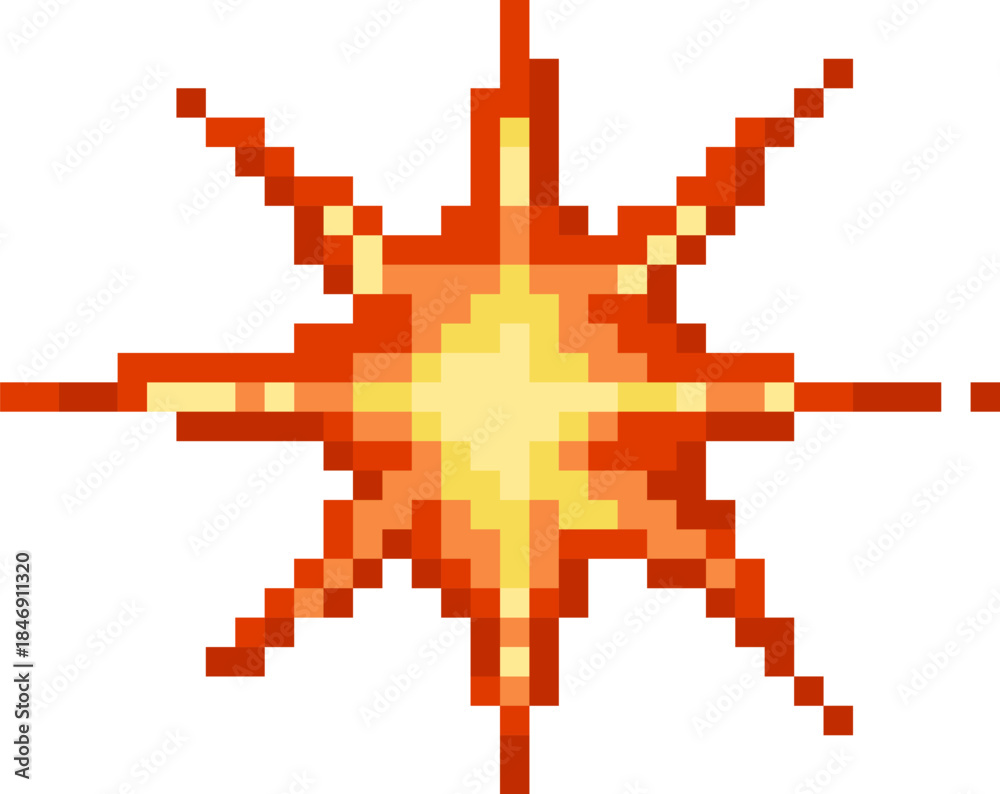 Obraz premium Pixel art explosion effect creating dynamic blast