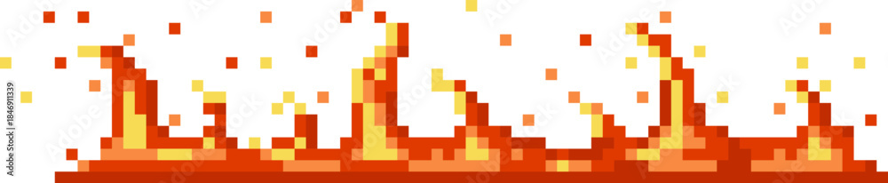 Fototapeta premium Pixel art fire flames emitting burning heat