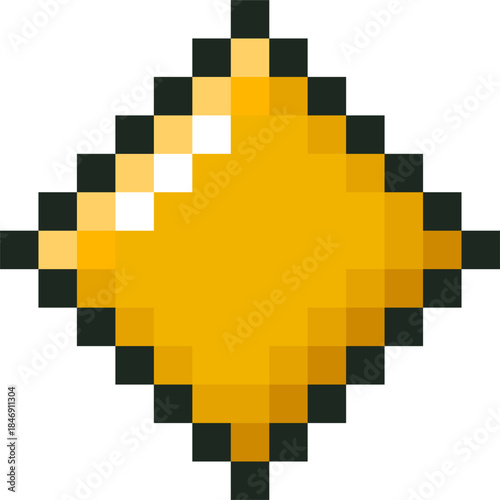 Golden pixel art gem sparkling in digital game