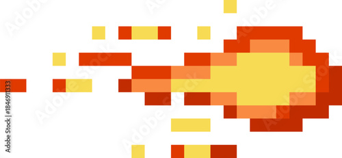 Pixel art fire blast retro video game graphic