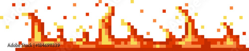 Pixel art fire flames emitting burning heat