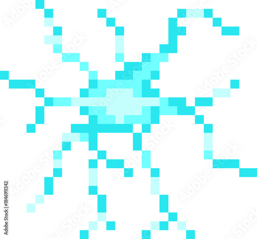 Canvas Print Pixel art neuron connecting with dendrites