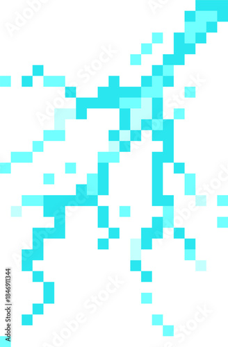 Abstract blue pixels creating a geometric liquid splash