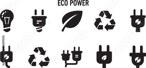 Eco power icons for green energy concepts