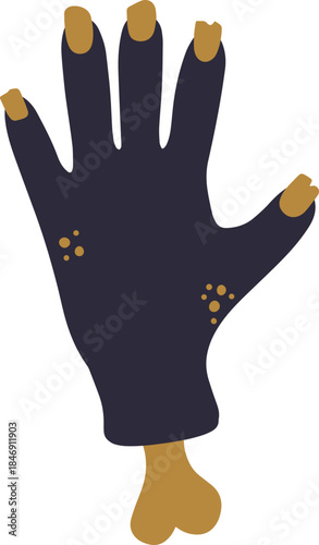 Zombie hand with exposed bone horror concept
