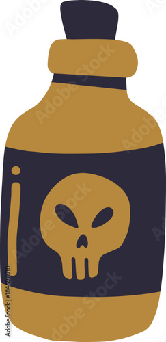 Stylized poison bottle illustrating danger and Halloween