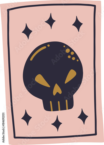 Mystical skull card predicting dark magic and fortune