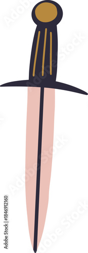 Hand drawn simple stylized cartoon dagger weapon