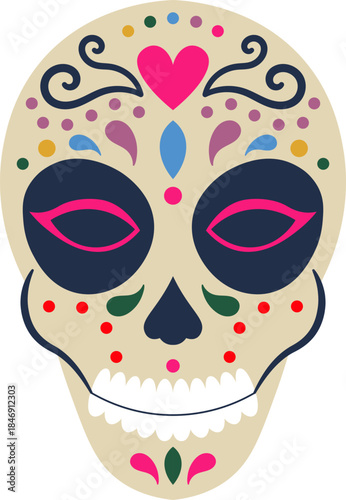 Sugar skull decorated for Dia de Muertos