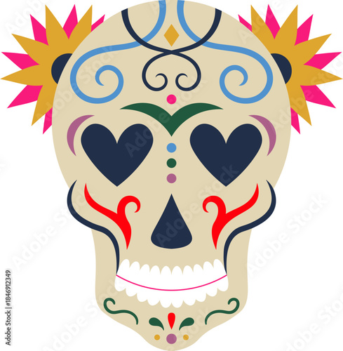 Calavera sugar skull celebrating Day of the Dead